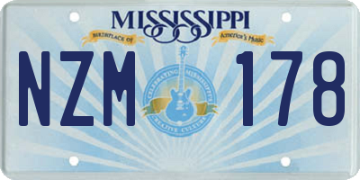 MS license plate NZM178