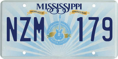 MS license plate NZM179