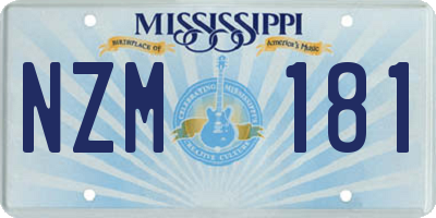 MS license plate NZM181