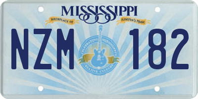 MS license plate NZM182
