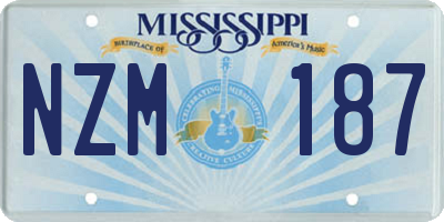 MS license plate NZM187