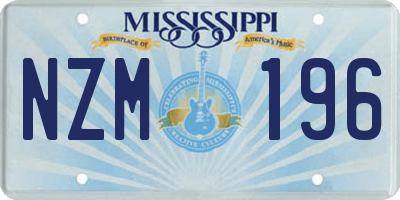 MS license plate NZM196