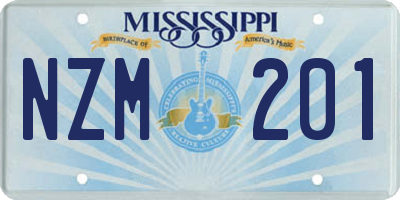 MS license plate NZM201