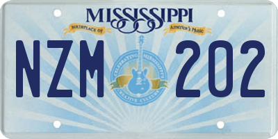 MS license plate NZM202