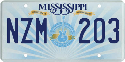 MS license plate NZM203