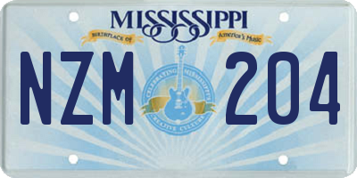 MS license plate NZM204