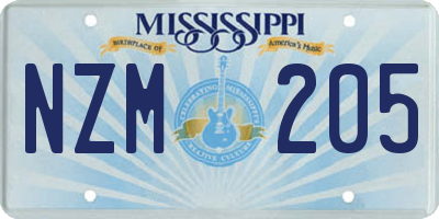 MS license plate NZM205