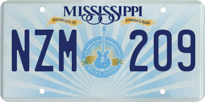 MS license plate NZM209