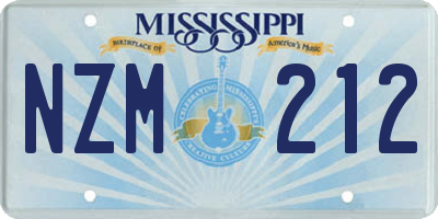 MS license plate NZM212