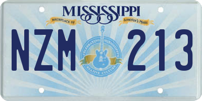 MS license plate NZM213