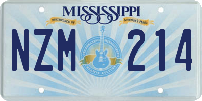 MS license plate NZM214