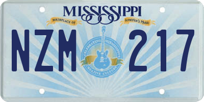MS license plate NZM217