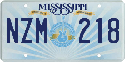MS license plate NZM218