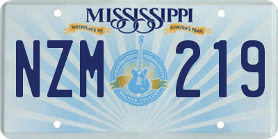 MS license plate NZM219