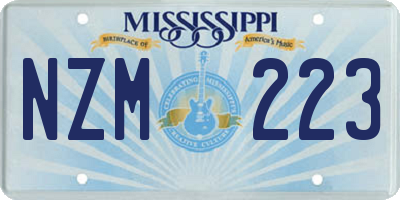 MS license plate NZM223