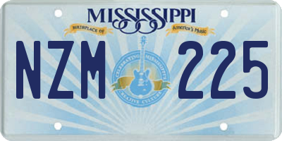 MS license plate NZM225