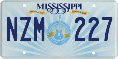 MS license plate NZM227