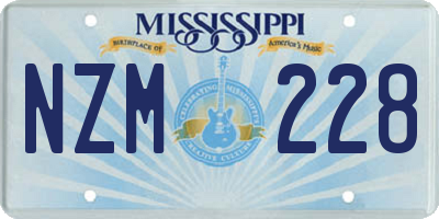 MS license plate NZM228