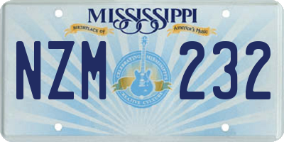 MS license plate NZM232