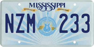 MS license plate NZM233