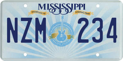 MS license plate NZM234
