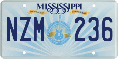 MS license plate NZM236