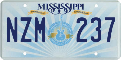 MS license plate NZM237