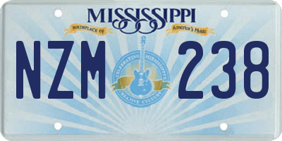MS license plate NZM238