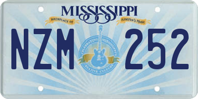 MS license plate NZM252
