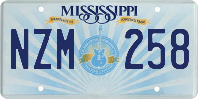 MS license plate NZM258