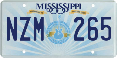 MS license plate NZM265