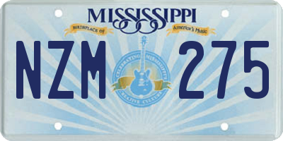 MS license plate NZM275