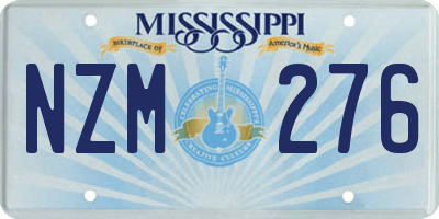 MS license plate NZM276