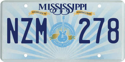 MS license plate NZM278