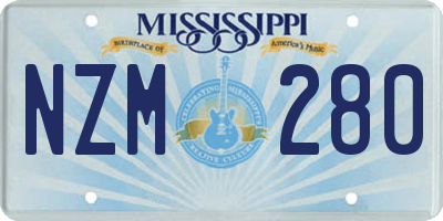 MS license plate NZM280