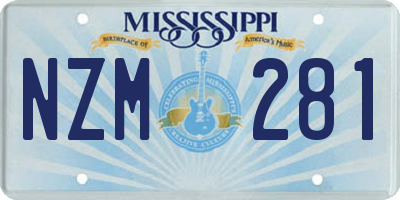 MS license plate NZM281