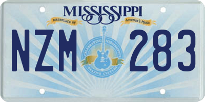 MS license plate NZM283