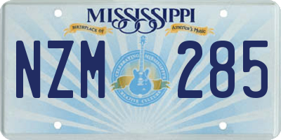 MS license plate NZM285