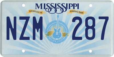 MS license plate NZM287