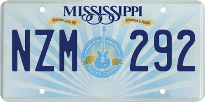 MS license plate NZM292