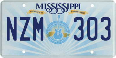 MS license plate NZM303