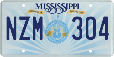 MS license plate NZM304