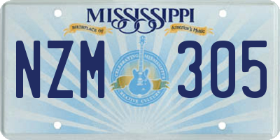 MS license plate NZM305