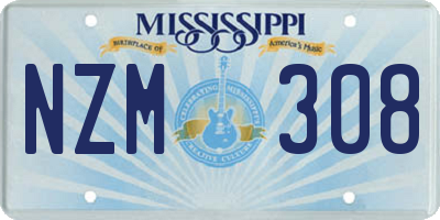 MS license plate NZM308