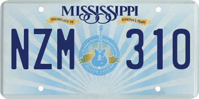 MS license plate NZM310