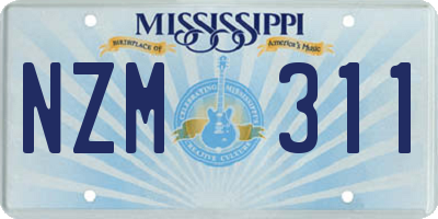 MS license plate NZM311
