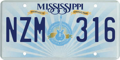 MS license plate NZM316