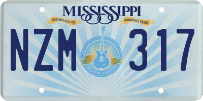 MS license plate NZM317