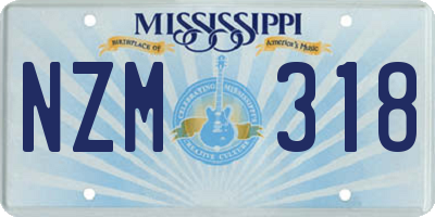 MS license plate NZM318
