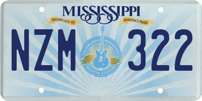 MS license plate NZM322